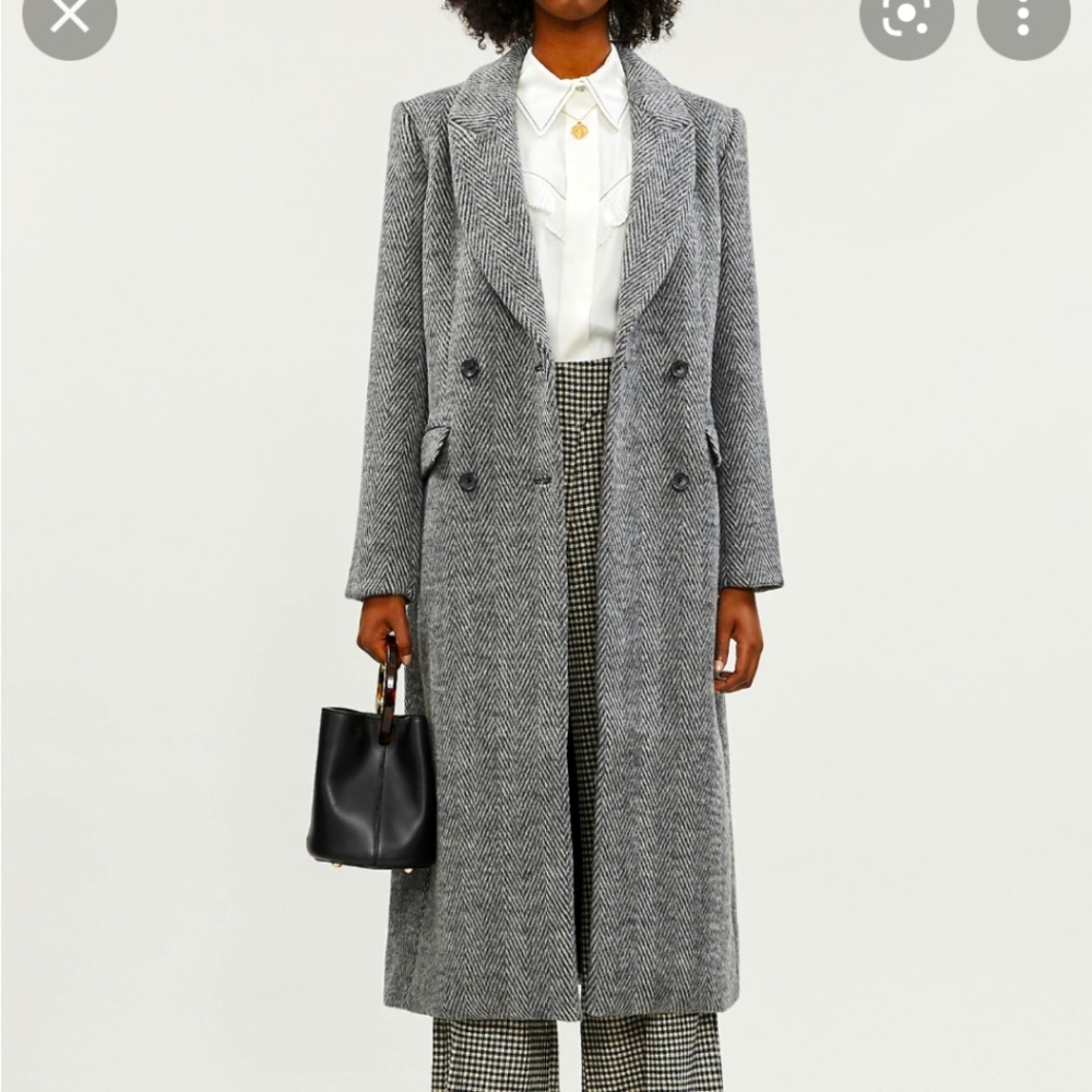 Reformation gray wool herringbone York coat